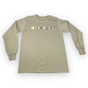 Volleyball Shirt Adult MEDIUM Beige Live By It Long Sleeve Player Y2K 2000s
